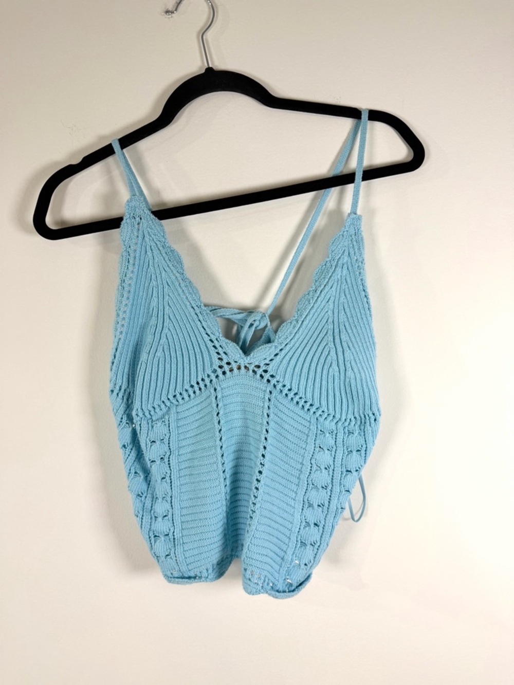 Free People Sky Blue Knit Crochet Tank